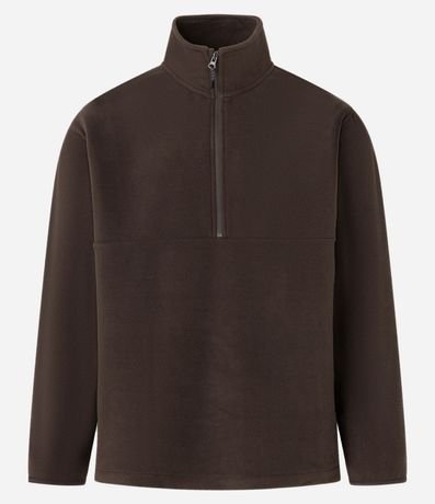 Saco en Fleece con Cuello Alto y Cremallera 6