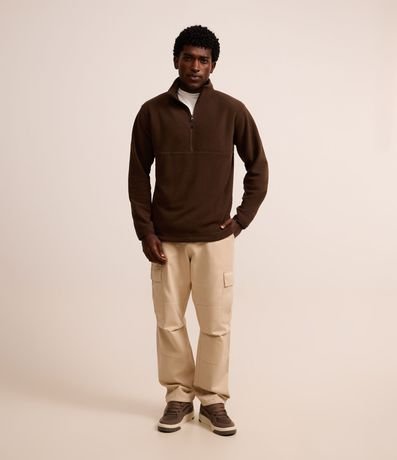 Saco en Fleece con Cuello Alto y Cremallera 4