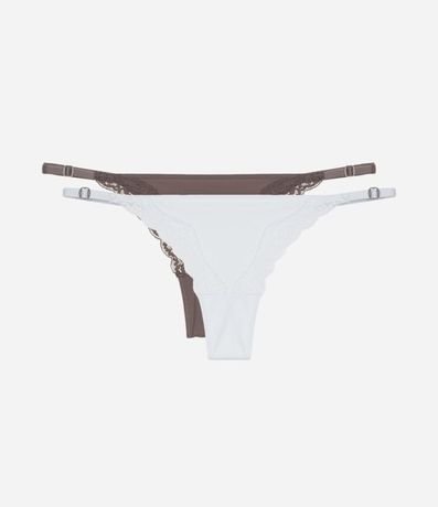 Kit 02 Bombachas Colaless Hilo en Microfibra con Encaje