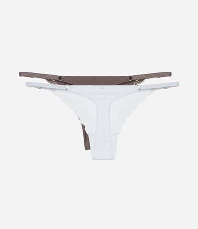 Kit 02 Bombachas Colaless Hilo en Microfibra con Encaje 2