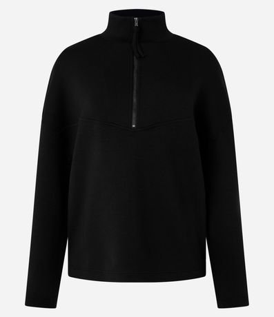 Blusa Comfort en Viscosa con Cuello Alto y Cremallera 5