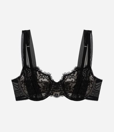 Soutien sin Copa en Encaje con Bretel Ajustable y Detalle en Tul 5