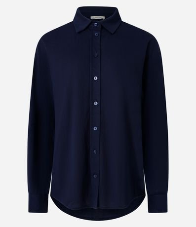 Camisa Regular en Malla Piquet con Pliegue en la Espalda
