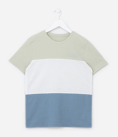 Remera Infantil en Piquet con Estampa Bloques de Color - Talle 5 a 14 años