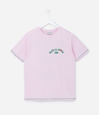 Remera Infantil con Estampa Frente y Espalda Pasta Is Amore - Talle 5 a 14 años