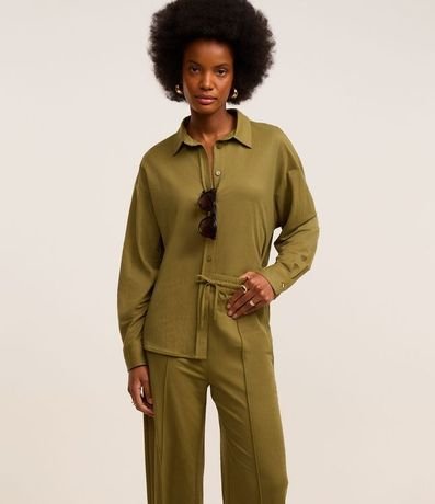 Pantalón Recto de Tiro Alto en Piquet con Cintura Elástica 2