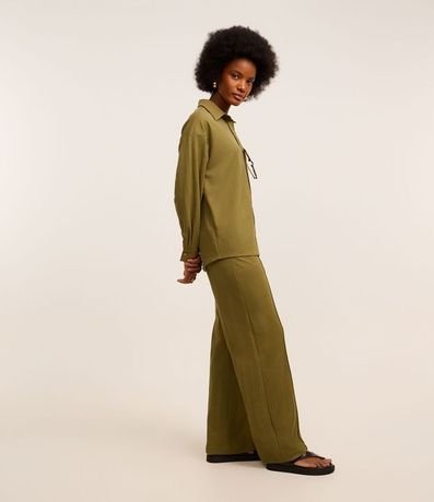 Pantalón Recto de Tiro Alto en Piquet con Cintura Elástica 5