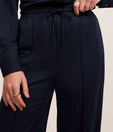Pantalón Recto de Tiro Alto en Piquet con Cintura Elástica 4