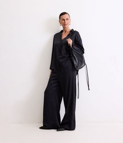 Pantalón Wide Leg Satinada con Caida Leve
