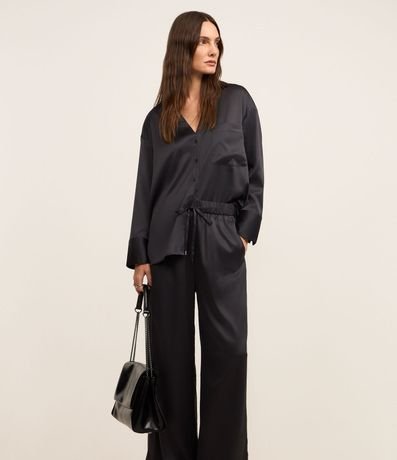 Pantalón Wide Leg Satinada con Caida Leve 3