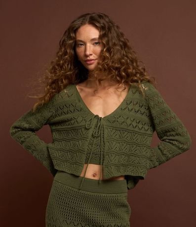 Saco Corto en Punto con Mix de Pontos y Lazo Delantero 4