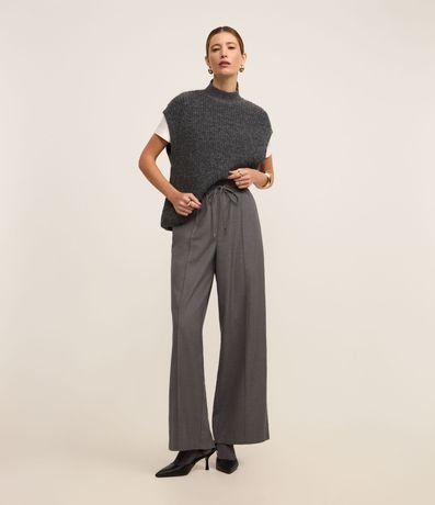 Pantalón Recto en Sastrería con Cintura Elástica y Lazo