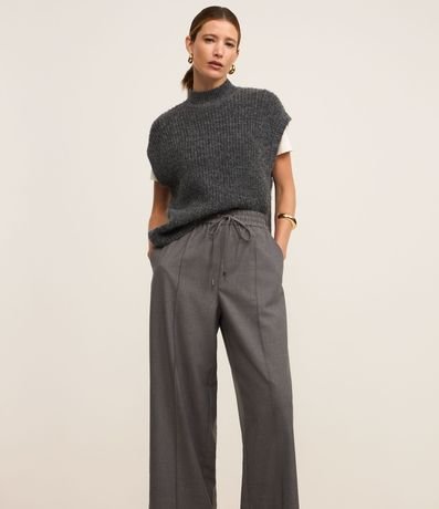 Pantalón Recto en Sastrería con Cintura Elástica y Lazo 2