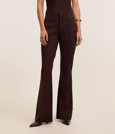 Pantalón Flare Básica en Viscosa con Botones y Cintura Ancha 3