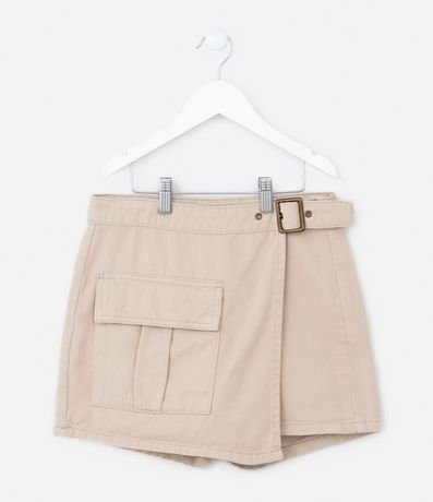 Short Pollera Infantil con Hebilla y Bolsillo Cargo - Talle 5 a 14 años