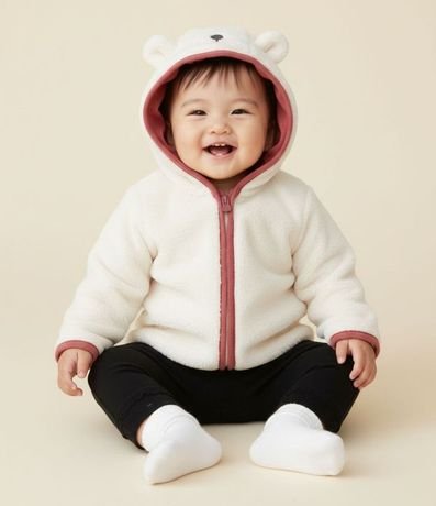Campera Infantil en Fleece con Capucha y Orejitas – Talle 0 a 18 Meses
