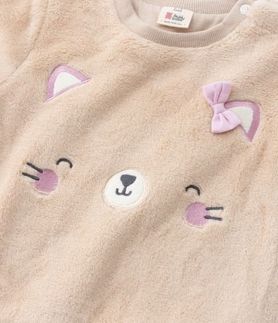 Conjunto Infantil en Fleece con Bordado Carita de Gatita - Talle 0 a 18 meses 11