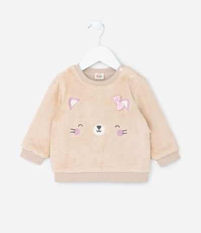 Conjunto Infantil en Fleece con Bordado Carita de Gatita - Talle 0 a 18 meses 2