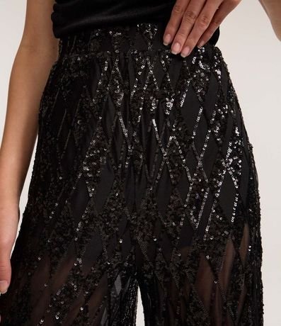 Pantalón Pantalona en Lentejuela Metalizado Geométrico y Forro short 4