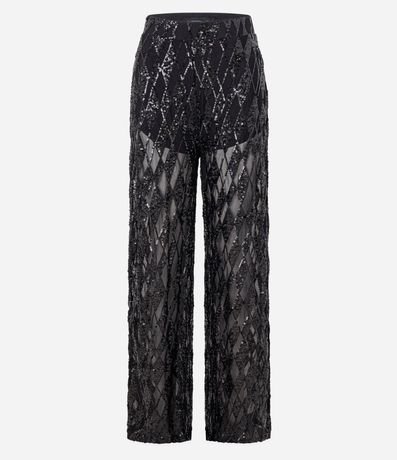 Pantalón Pantalona en Lentejuela Metalizado Geométrico y Forro short 6