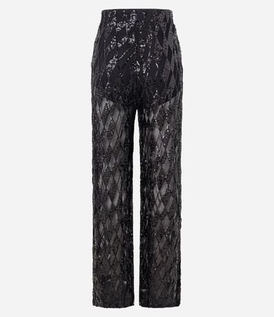 Pantalón Pantalona en Lentejuela Metalizado Geométrico y Forro short 8