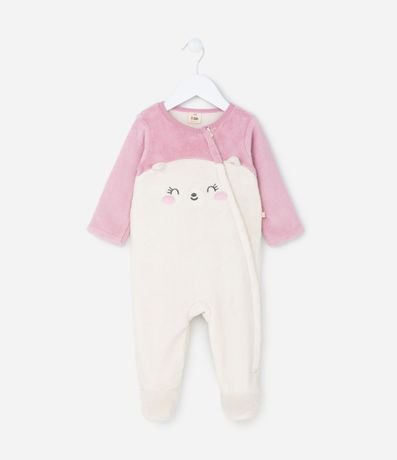 Mono Infantil en Fleece con Bordado Gatito - Talle 0 a 18 meses