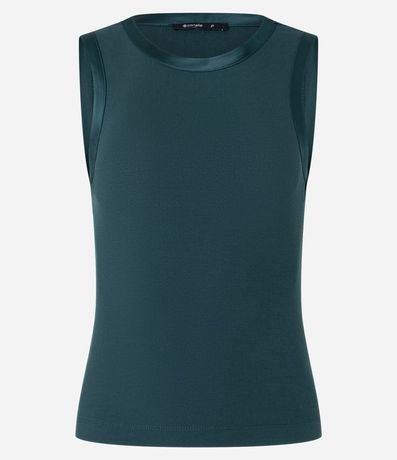 Blusa sin Manga en Punto de Viscosa con Detalle en Satén