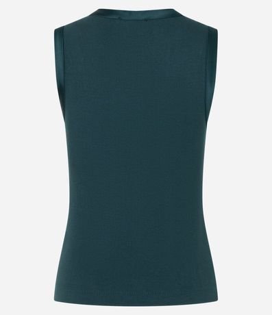 Blusa sin Manga en Punto de Viscosa con Detalle en Satén 3