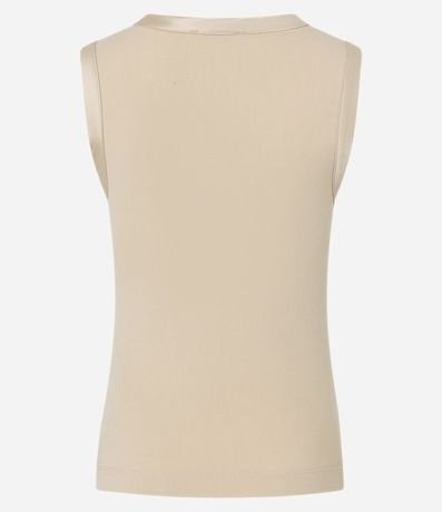 Blusa sin Manga en Punto de Viscosa con Detalle en Satén 2