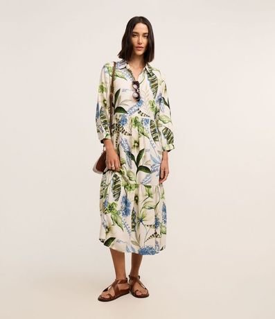 Vestido Chemise Midi con Botones y Estampa Floral 1