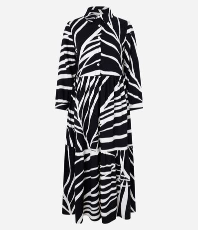 Vestido Chemise en Viscosa con Estampa Abstracta