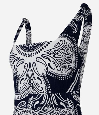 Vestido Evasê Midi en Viscosa con Breteles Medianos y Estampa Paisley 6