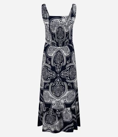 Vestido Evasê Midi en Viscosa con Breteles Medianos y Estampa Paisley 7