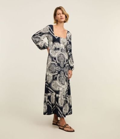 Vestido Evasê Midi en Viscosa con Estampa Paisley 2