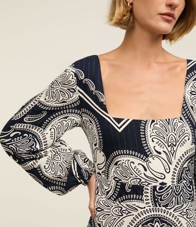 Vestido Evasê Midi en Viscosa con Estampa Paisley 3