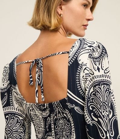 Vestido Evasê Midi en Viscosa con Estampa Paisley 4