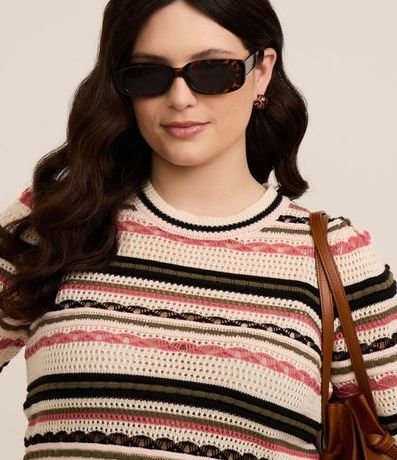 Blusa Manga Corta en Punto Rayado Curve & Plus Size