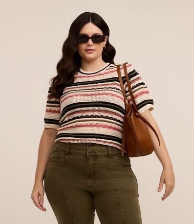 Blusa Manga Corta en Punto Rayado Curve & Plus Size 2