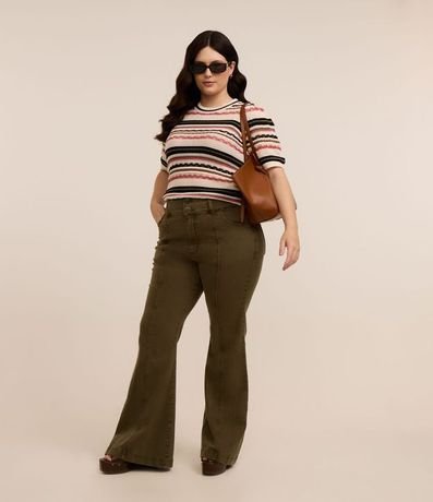 Blusa Manga Corta en Punto Rayado Curve & Plus Size 4