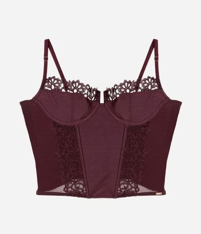 Corset Media Copa sin Relleno con Recortes en Tul y Encaje 4