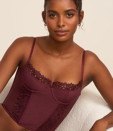 Corset Media Copa sin Relleno con Recortes en Tul y Encaje 3