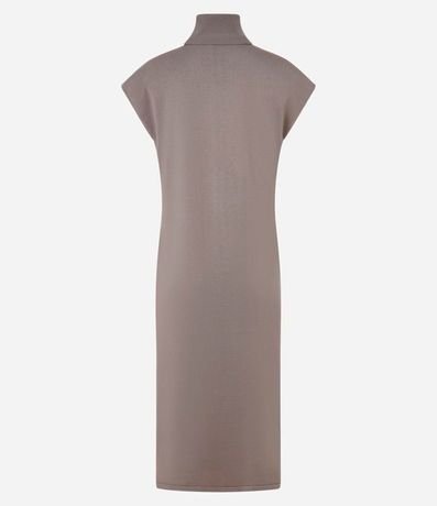 Vestido Midi en Punto con Cuello Alto y Manga Corta sin Sisa 6