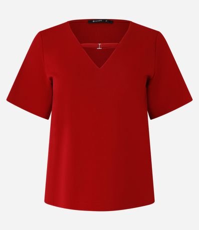 Blusa en Crepé con Hebilla en el Cuello V 4