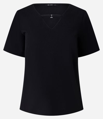 Blusa en Crepé con Hebilla en el Cuello V 5