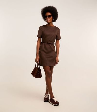 Vestido Corto en Gamuza con Cinturón 2