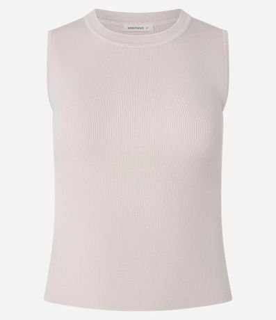 Blusa sin Manga en Punto Canelado con Cuello Redondo 6