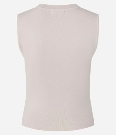Blusa sin Manga en Punto Canelado con Cuello Redondo 8