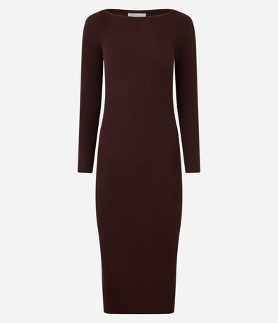 Vestido Midi de Punto Ajustado y con Cuello Barco 6