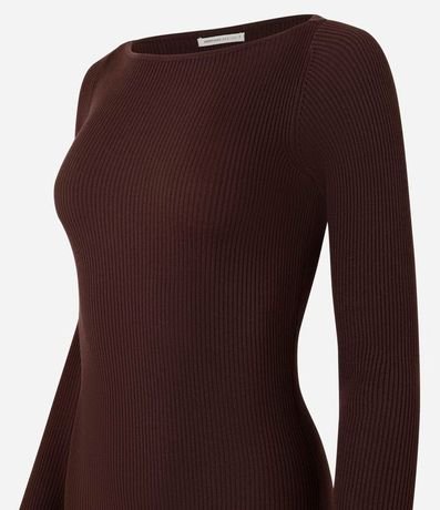 Vestido Midi de Punto Ajustado y con Cuello Barco 7