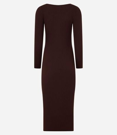 Vestido Midi de Punto Ajustado y con Cuello Barco 8
